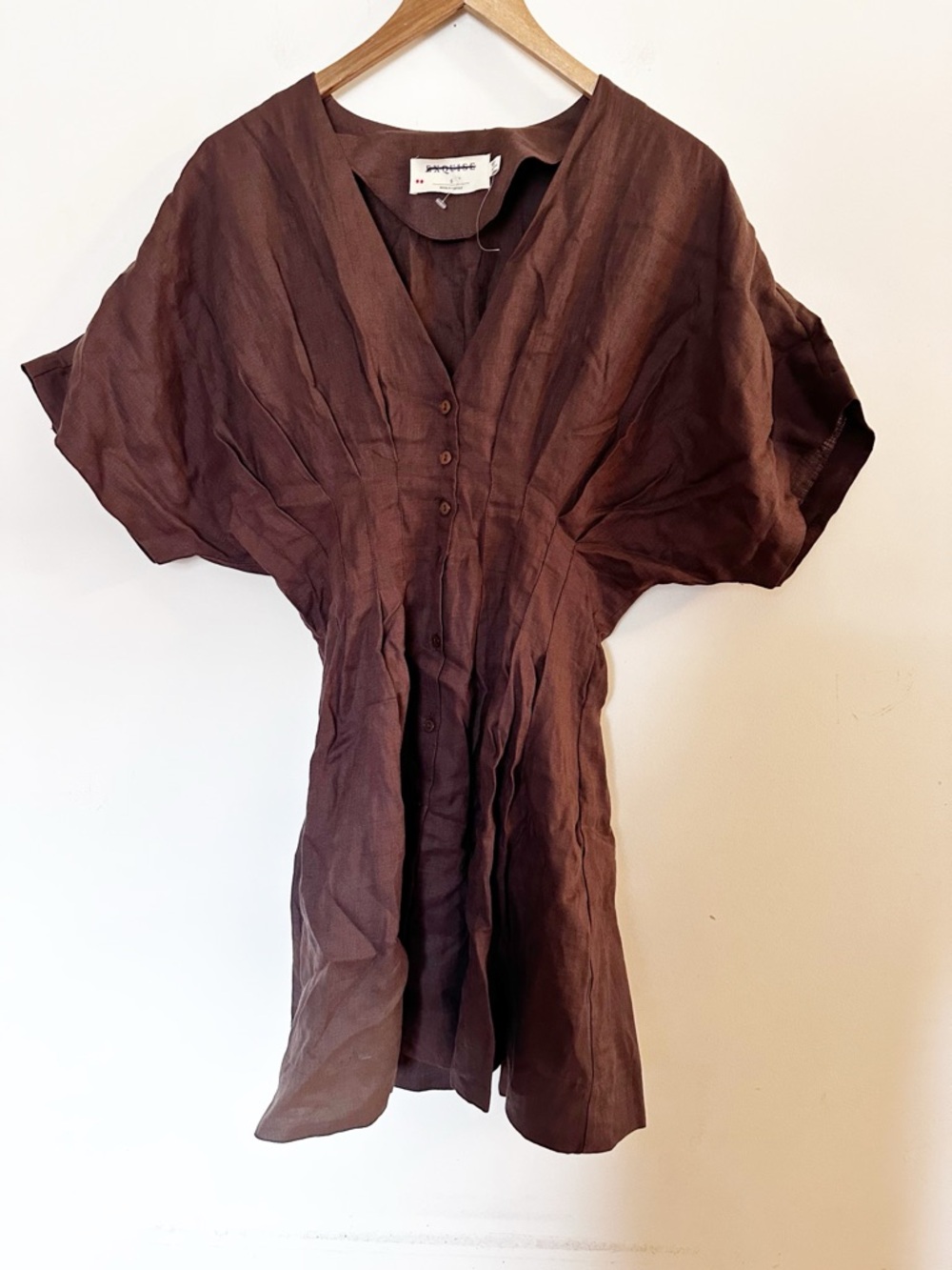Anthropologie The Tobie Linen Pleated Mini Shirt Dress by Exquise - Picture 8 of 10